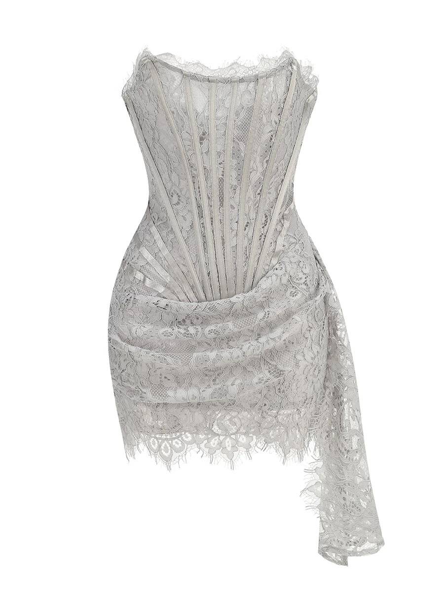 Sexy Burgundy Strapless Lace Sheath Short Cocktail Dress Homecoming Dress