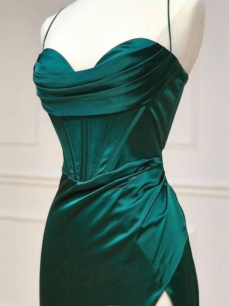 Mermaid Sweetheart Neck Green Long Prom Dress, Green Formal Evening Dress - FashionDia