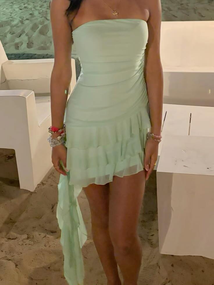Glamorous Blue Chiffon Ruffle Layered Short Homecoming Dress,Strapless Mini Birthday Dress With Scarf D3892