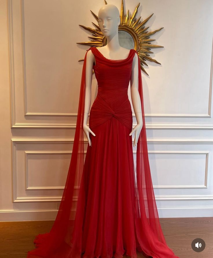 Beautiful Red Chiffon Mermaid Evening Dress