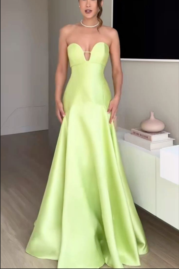 Elegant Lime Green Sweetheart Neck Satin Mermaid Long Party Dress Evening Gown - FashionDia