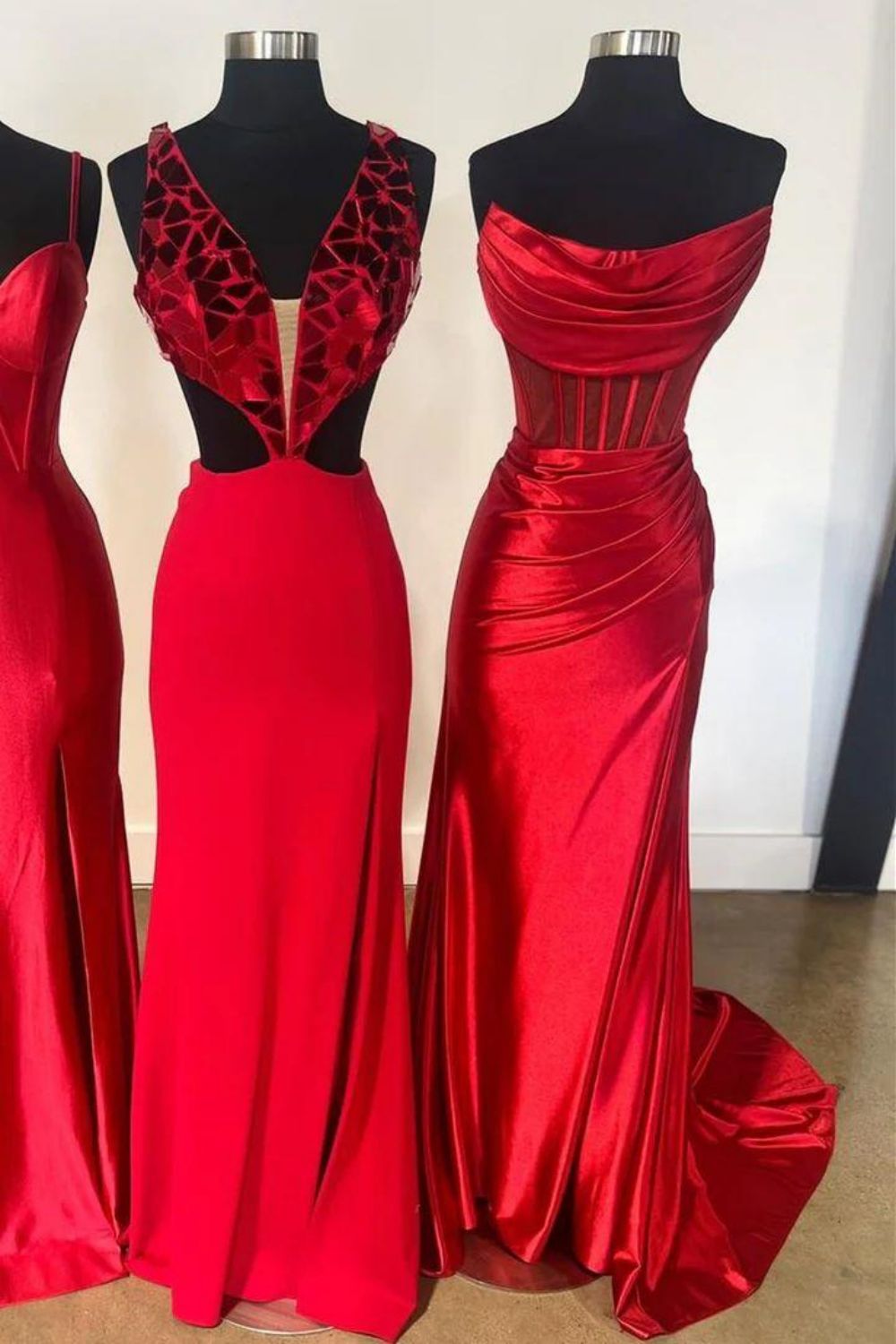 Satin Mermaid Strapless Backless Long Prom Dress With Split