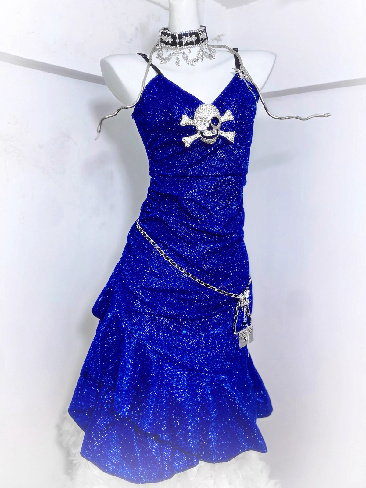 Charming Royal Blue Spaghetti Straps Ruffles Short Birthday Dress Homecoming Dress - FashionDia
