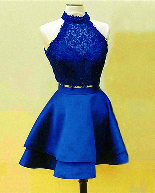 Short Two Piece Homecoming Dress Halter