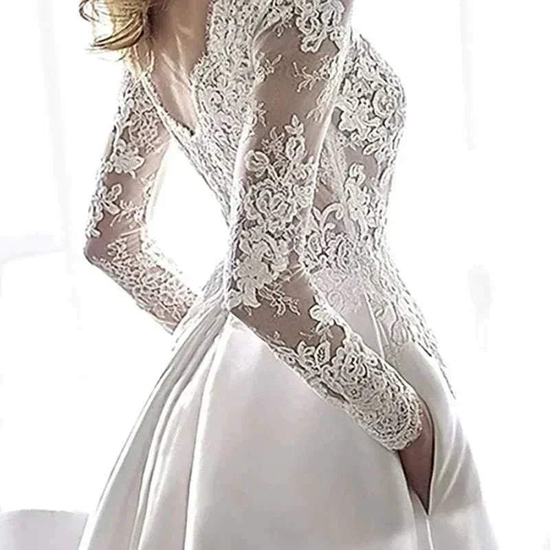 Wedding Dresses 2021 Bride Dress Elegant Full Case Court Train Vestido De Noiva A-line Princess Luxury Light Wedding dress (ZD13508)