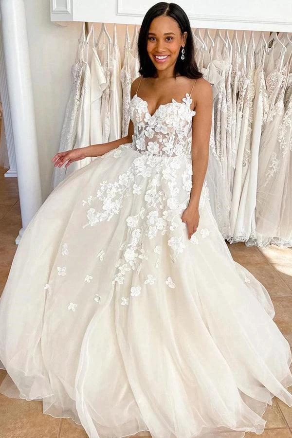 Wedding Gowns Sweetheart Neck Boho 3D Lace Wedding Dresses (ZD16201)