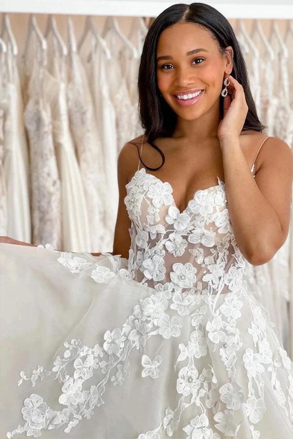 Wedding Gowns Sweetheart Neck Boho 3D Lace Wedding Dresses (ZD16201)