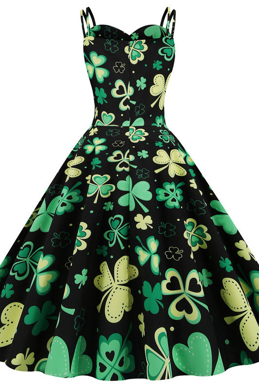 White And Black Polka Dot Sleeveless Swing Dress - Fashionpara