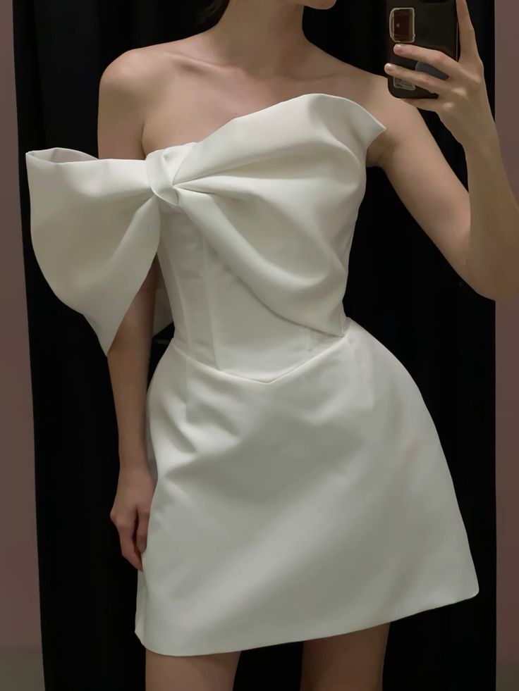 White Satin Short Birthday Dress A-Line Homecoming Dress
