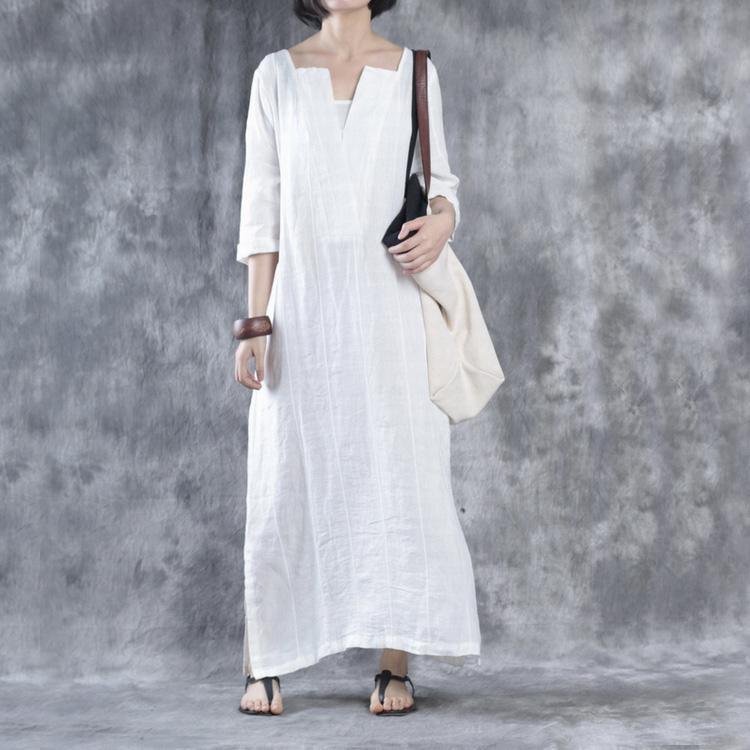 White Linen Dresses Oversize Maxi Dress Linen Caftans