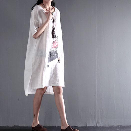 White city girl linen shift dresses plus size sundress summer maxi dresses