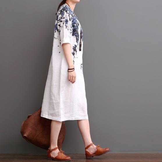 White Cotton Dress Floral Plus Size Dresses For Summer