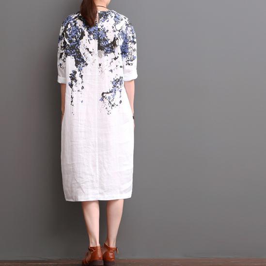 White Cotton Dress Floral Plus Size Dresses For Summer