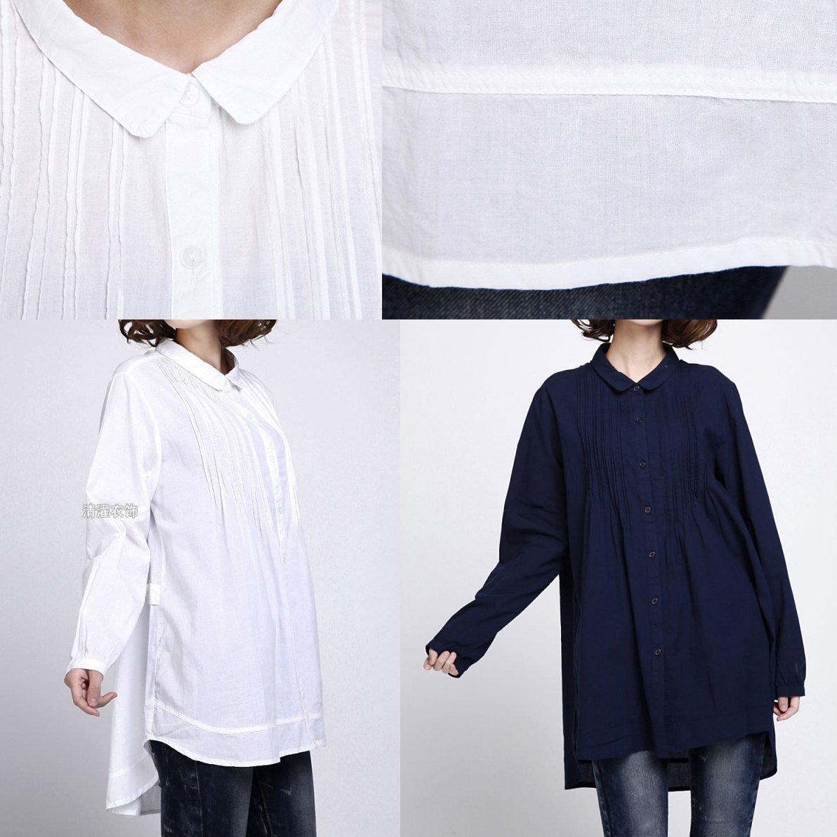 White oversize long cotton shirts long sleeve cotton dress blouse