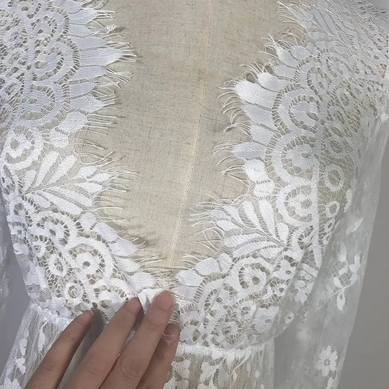 Floral VNeck Elegant Lace Long Deep Casual Bodycon Dress