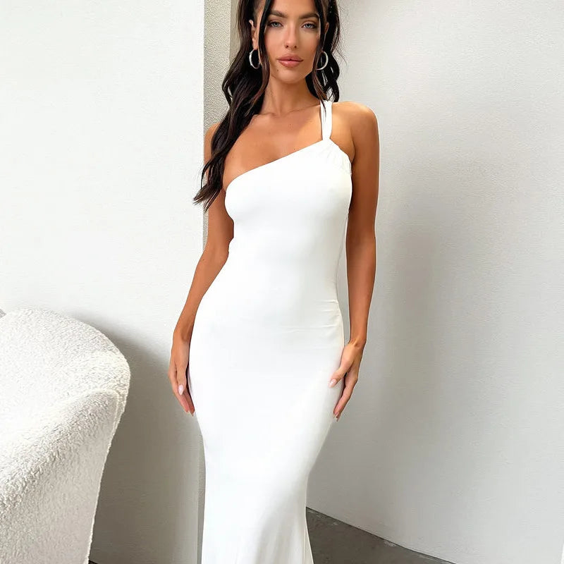 Women's Maxi Summer Autumn New Sleeveless Neckline Temperament Chic Y2k Midi Dresses