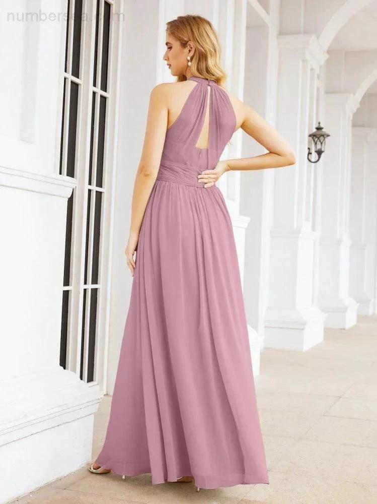 ZapDress Halter Sleeveless Bridesmaid Dresses Long for Party Wedding Evening 28054 (ZD17038)