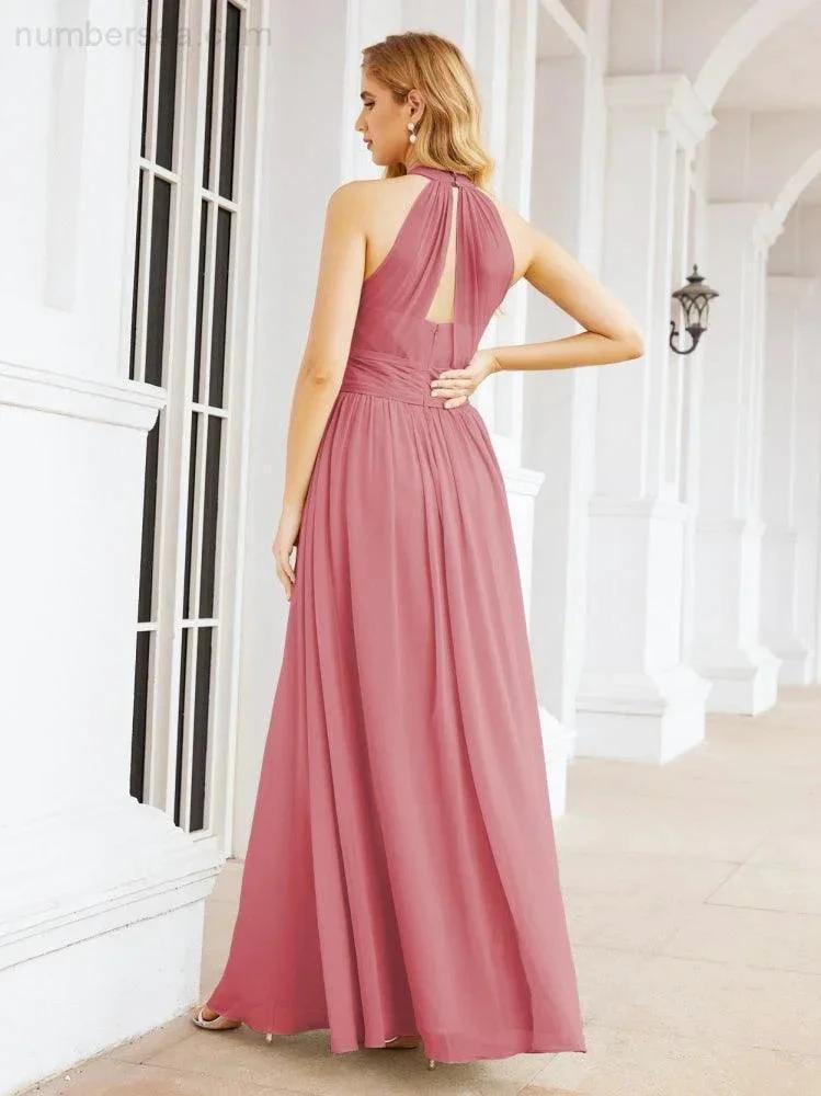 ZapDress Halter Sleeveless Bridesmaid Dresses Long for Party Wedding Evening 28054 (ZD17038)
