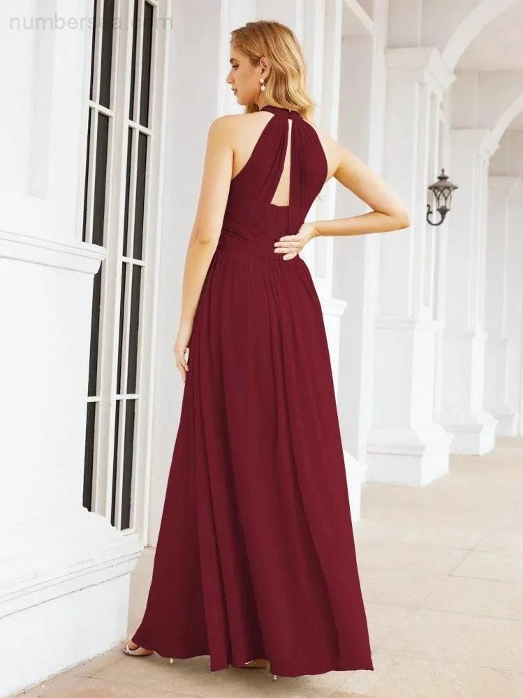 ZapDress Halter Sleeveless Bridesmaid Dresses Long for Party Wedding Evening 28054 (ZD17038)
