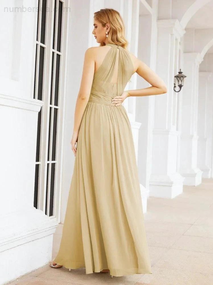 ZapDress Halter Sleeveless Bridesmaid Dresses Long for Party Wedding Evening 28054 (ZD17038)