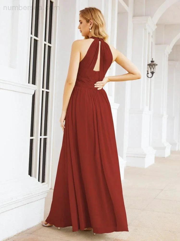 ZapDress Halter Sleeveless Bridesmaid Dresses Long for Party Wedding Evening 28054 (ZD17038)