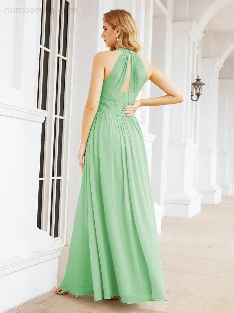 ZapDress Halter Sleeveless Bridesmaid Dresses Long for Party Wedding Evening 28054 (ZD17038)
