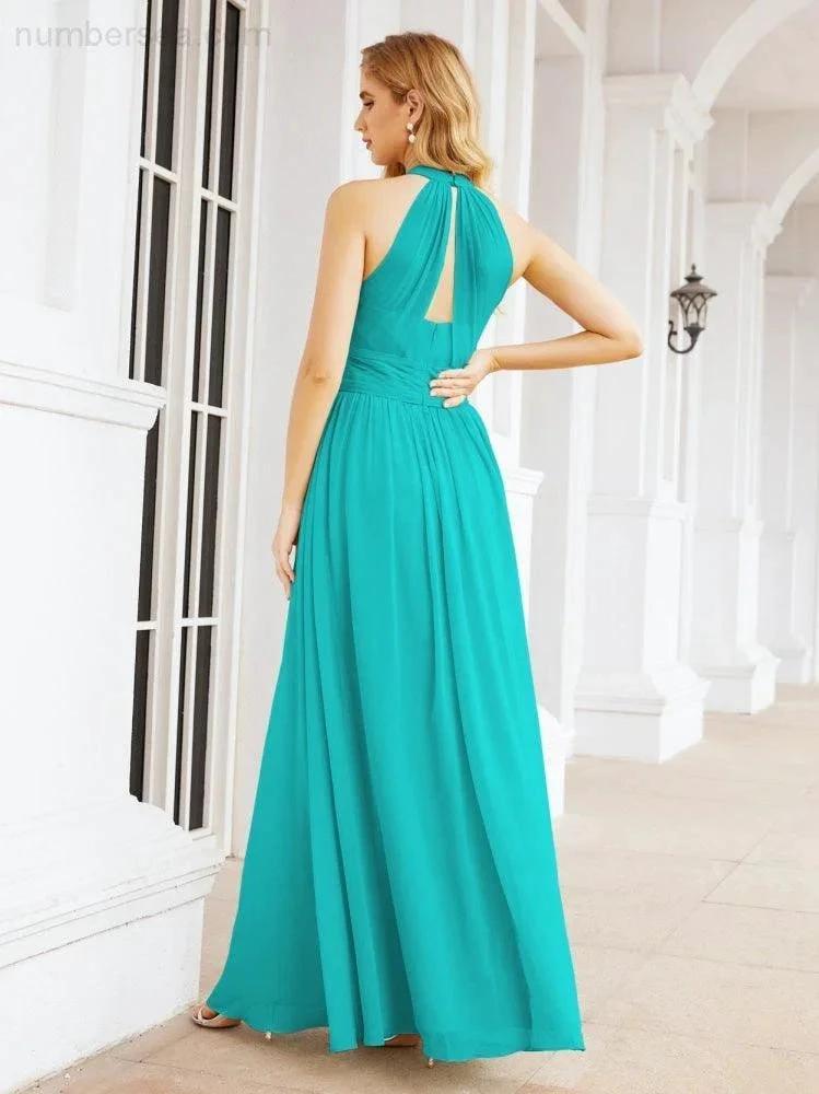 ZapDress Halter Sleeveless Bridesmaid Dresses Long for Party Wedding Evening 28054 (ZD17038)