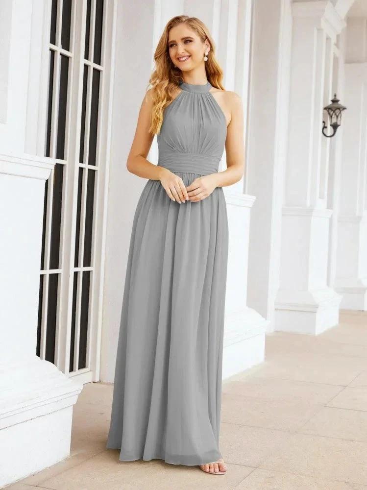 Numbersea Halter Sleeveless Bridesmaid Dresses Long for Party Wedding Evening 28054 by numbersea