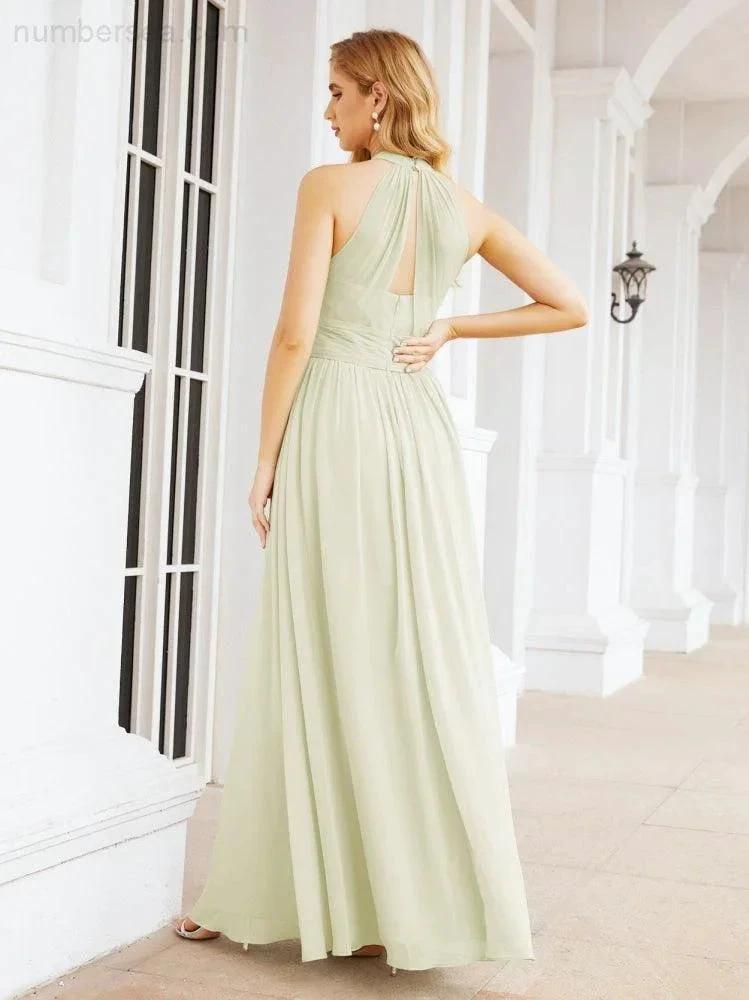 ZapDress Halter Sleeveless Bridesmaid Dresses Long for Party Wedding Evening 28054 (ZD17038)