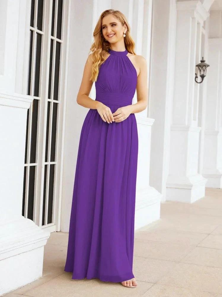 Numbersea Halter Sleeveless Bridesmaid Dresses Long for Party Wedding Evening 28054 by numbersea