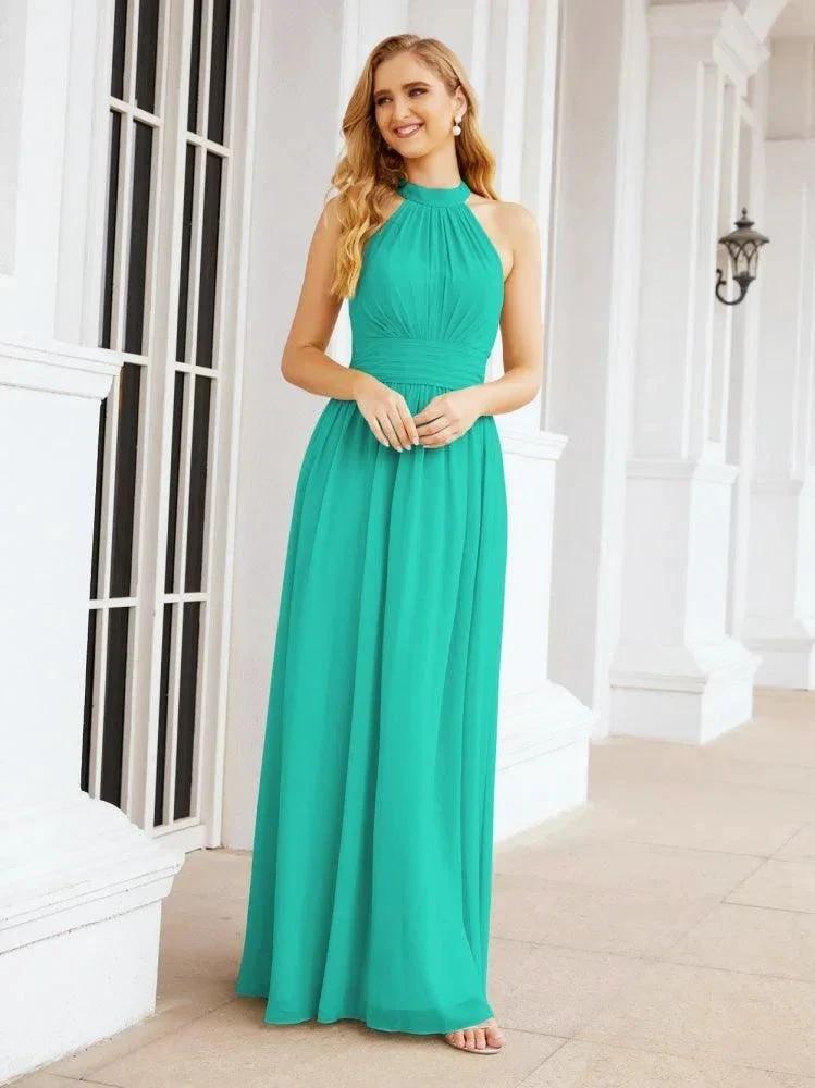 Numbersea Halter Sleeveless Bridesmaid Dresses Long for Party Wedding Evening 28054 by numbersea