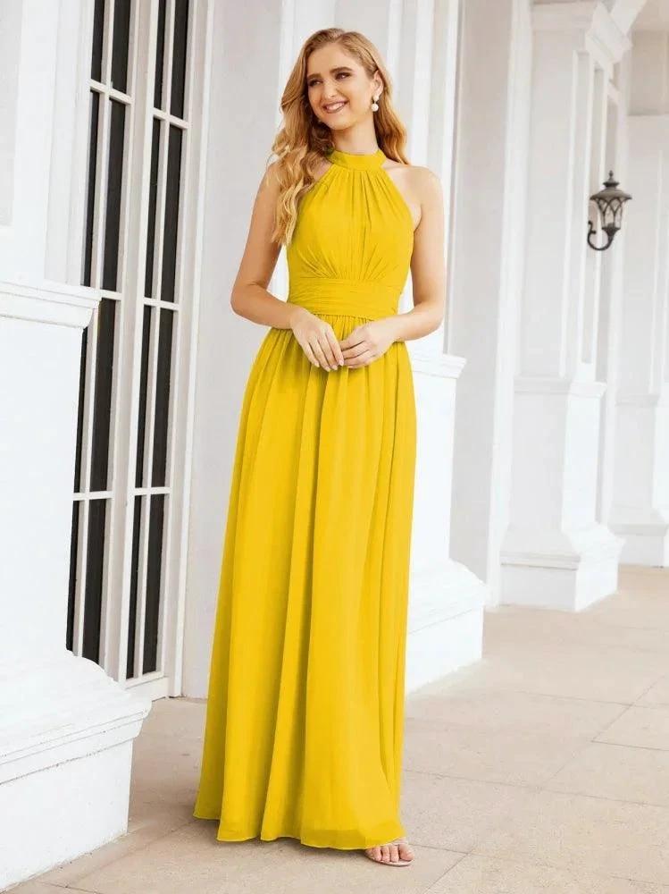 Numbersea Halter Sleeveless Bridesmaid Dresses Long for Party Wedding Evening 28054 by numbersea