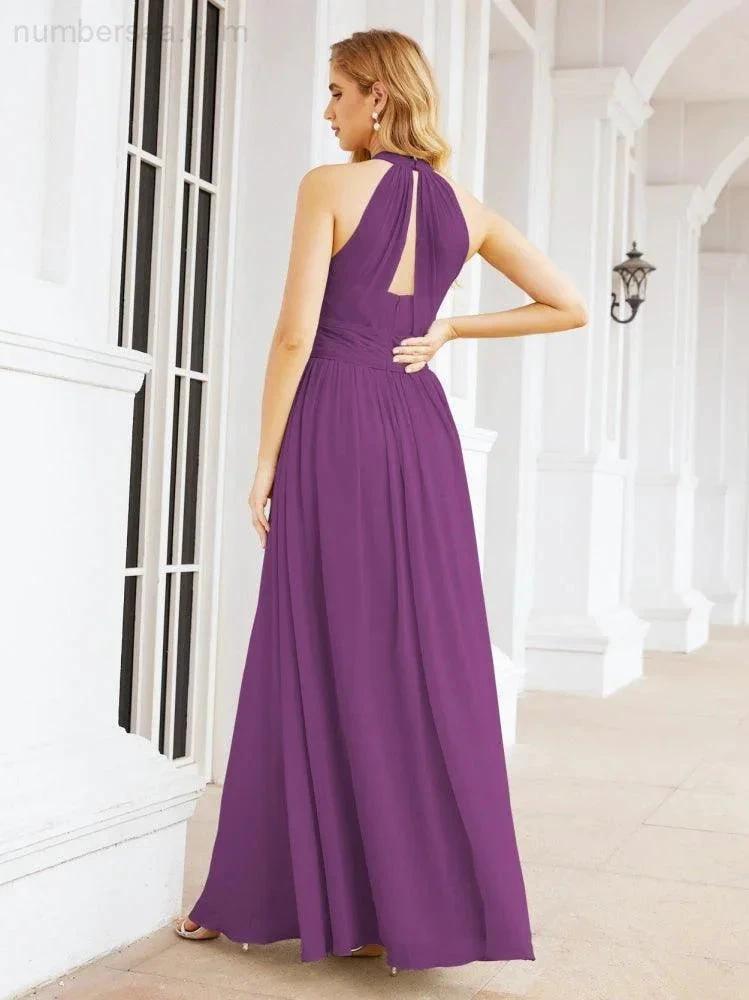 ZapDress Halter Sleeveless Bridesmaid Dresses Long for Party Wedding Evening 28054 (ZD17038)