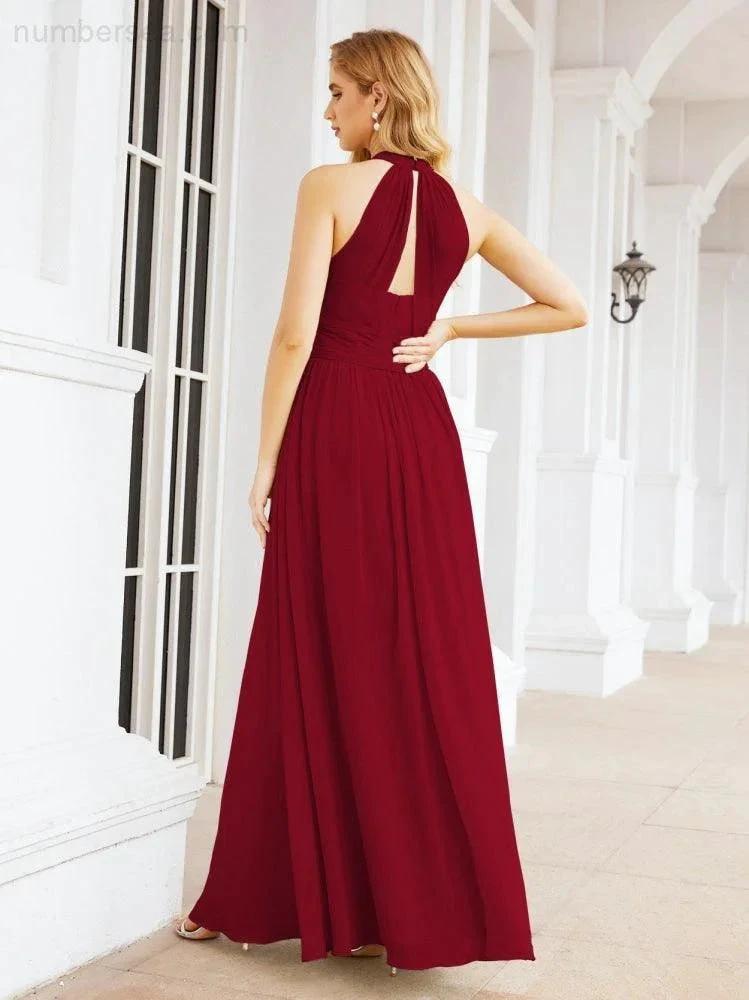 ZapDress Halter Sleeveless Bridesmaid Dresses Long for Party Wedding Evening 28054 (ZD17038)
