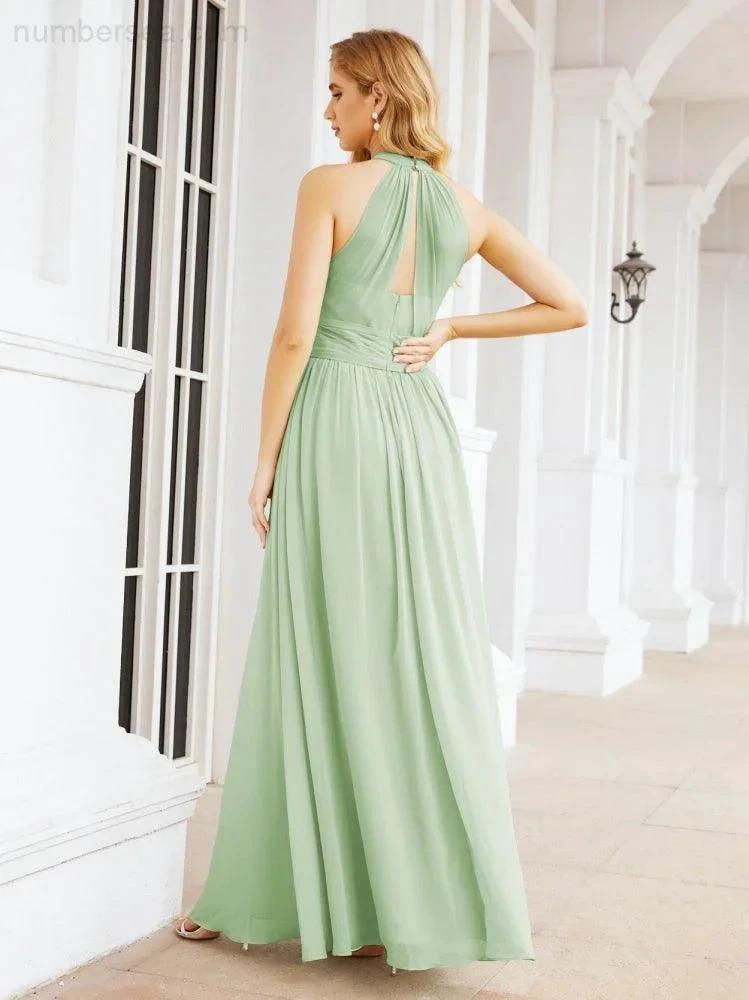 ZapDress Halter Sleeveless Bridesmaid Dresses Long for Party Wedding Evening 28054 (ZD17038)
