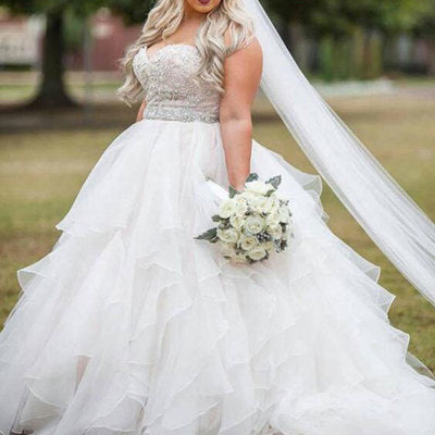 Plus Size Bridal Gown Prom Dresses with Appliques C496