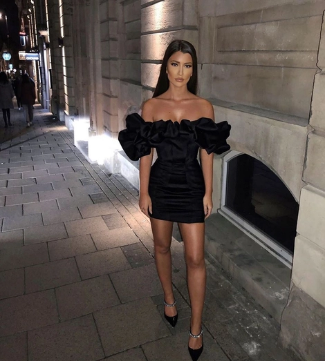 Ruffle Off-the-Shoulder Club Dress Sexy Bodycon Black Summer Dress Elegant Party Dress - FashionDia