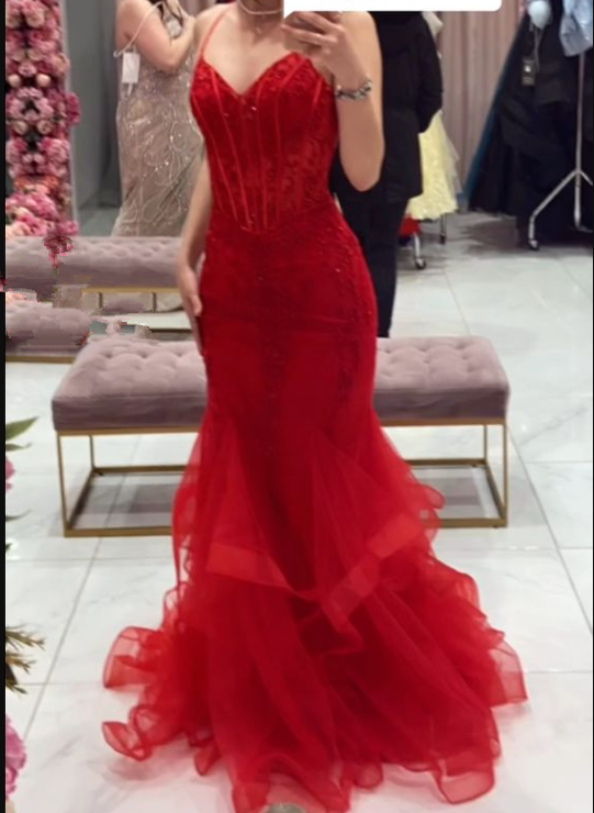 Charming Red Mermaid Evening Dress Red Pageant Dress Y5954 - VelvetHem