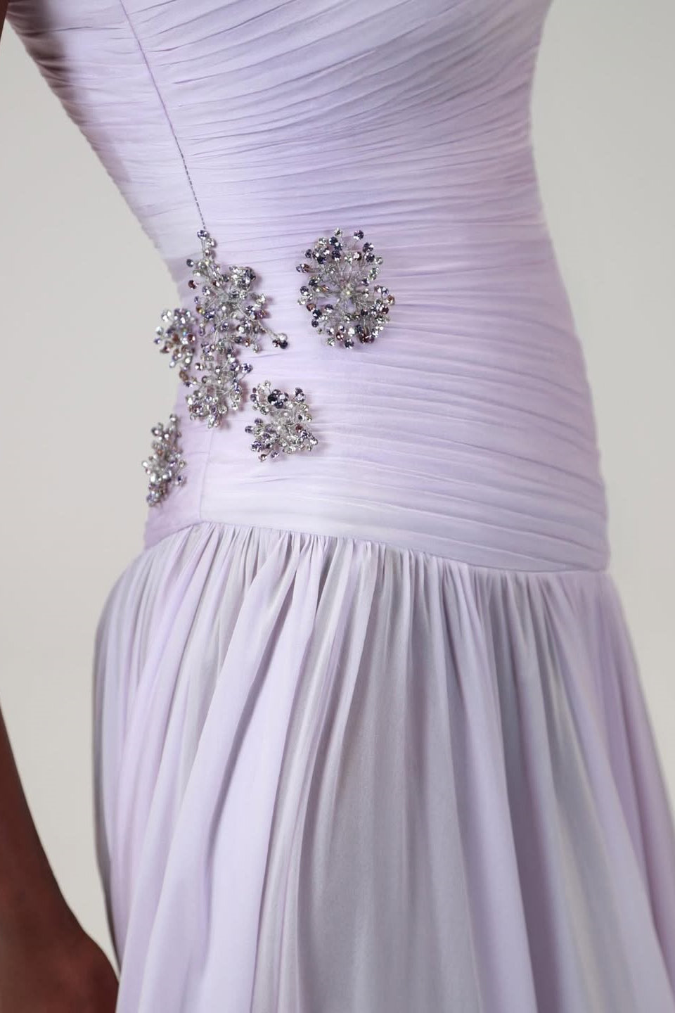 Charming Lilac One-Shoulder Sleeveless Chiffon Prom Dresses Floor-Length With Pleats
