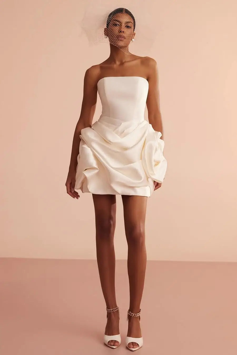 Graceful Strapless Sleeveless Satin Homecoming Dresses Mini With Pleats