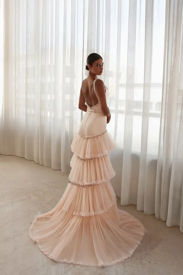 Graceful Straps Sleeveless Satin Tulle Mermaid Prom Dresses Backless Gem With Pleats