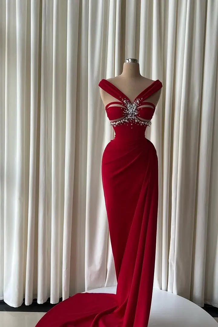 Graceful Burgundy Sleeveless Satin Mermaid Prom Dresses Sheath Pearls With Pleats