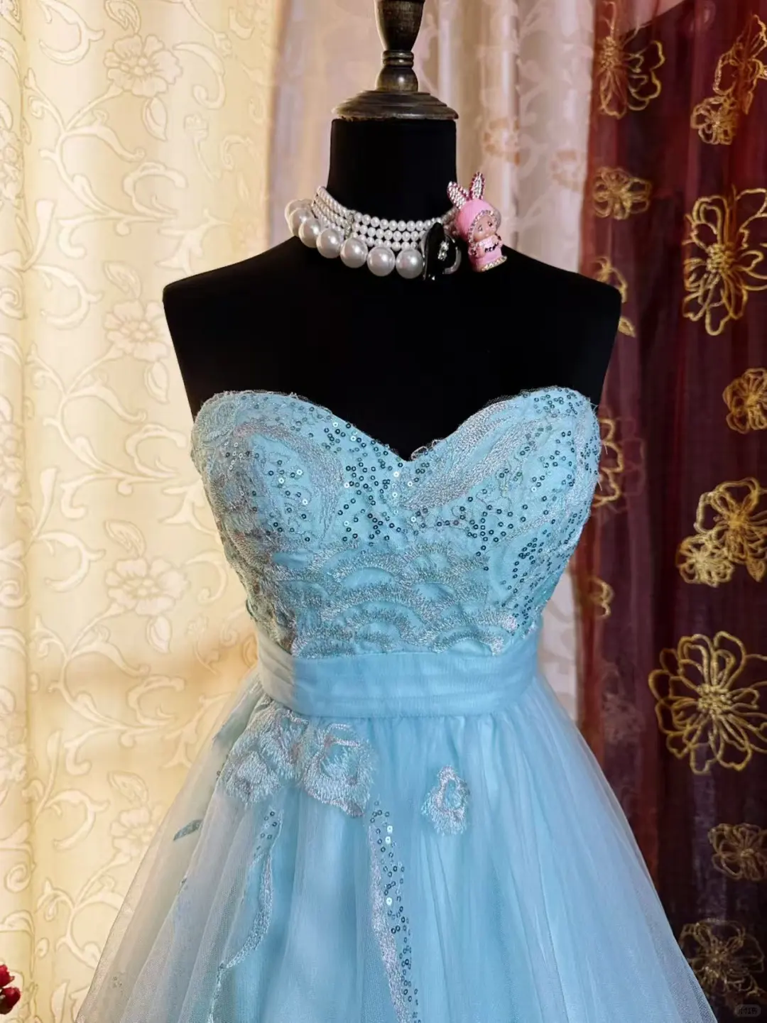 Cute Strapless Light Blue Tulle Appliques A-Line Short Graduation Homecoming Dress 20th Birthday Outfits - View 10 | FashionDia