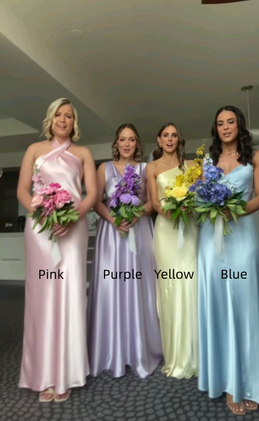 Pretty Sleeveless Satin Long Bridesmaid Dress Formal Wedding Guest Dress - View 2 | FashionDia