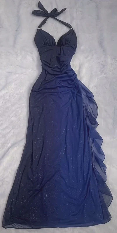 Charming Halter Ombre Green Chiffon Long Prom Dress Party Evening Gown - View 7 | FashionDia