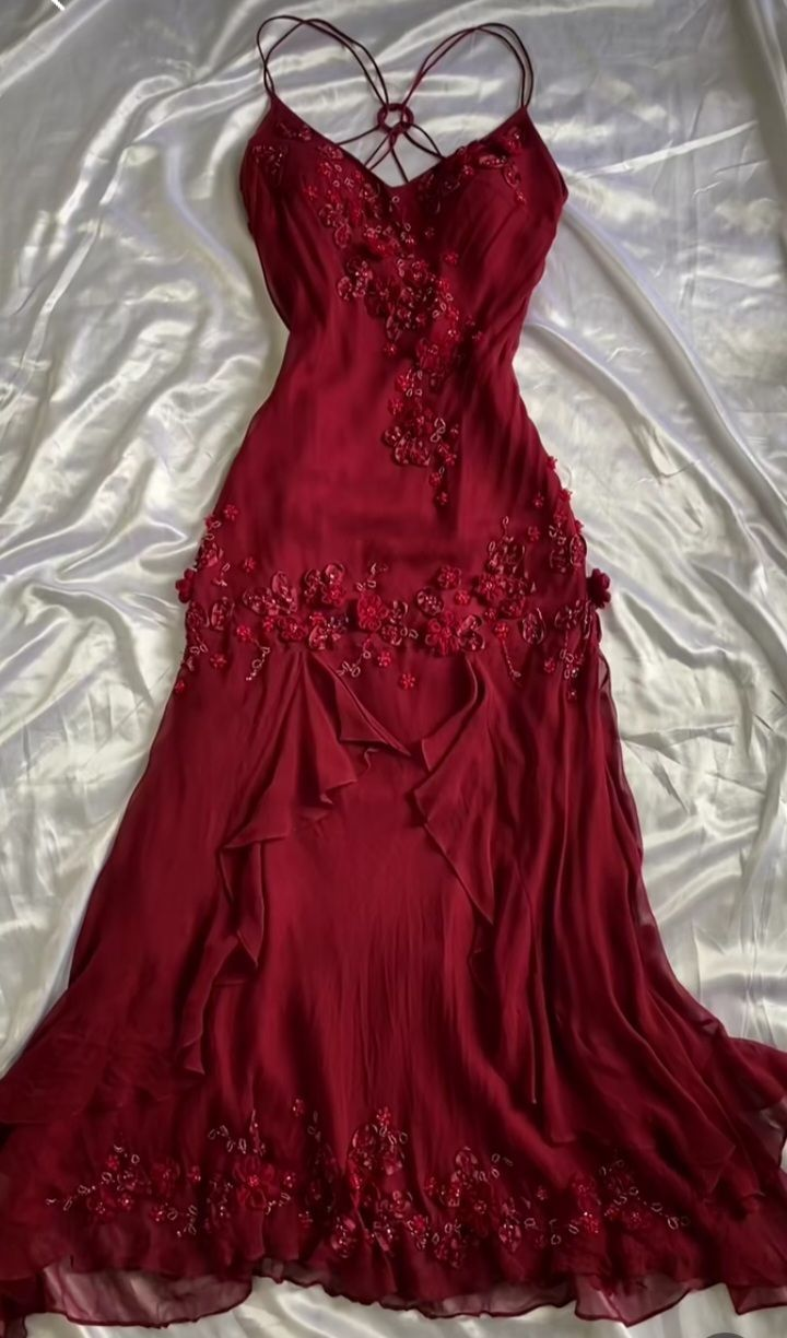 Beautiful Red Chiffon Beaded Appliques Prom Dress Mermaid Party Evening Dress