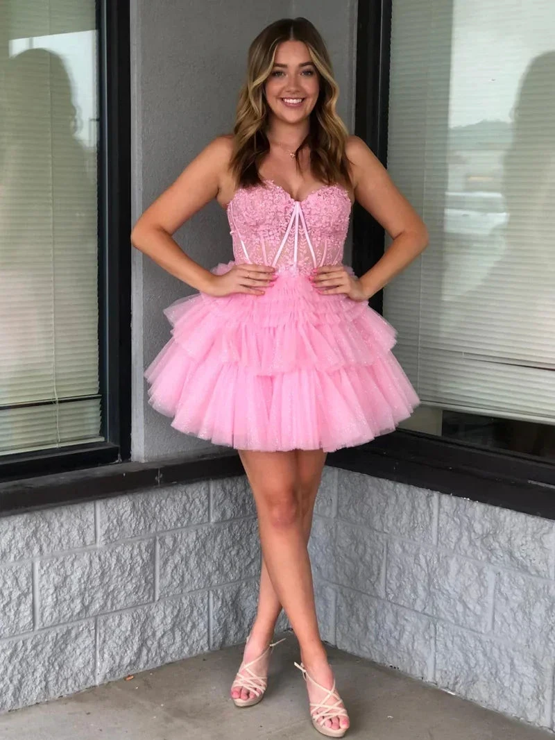 A Line Sweetheart Homecoming Dress with Ruffles Y2828 by simplepromdress
