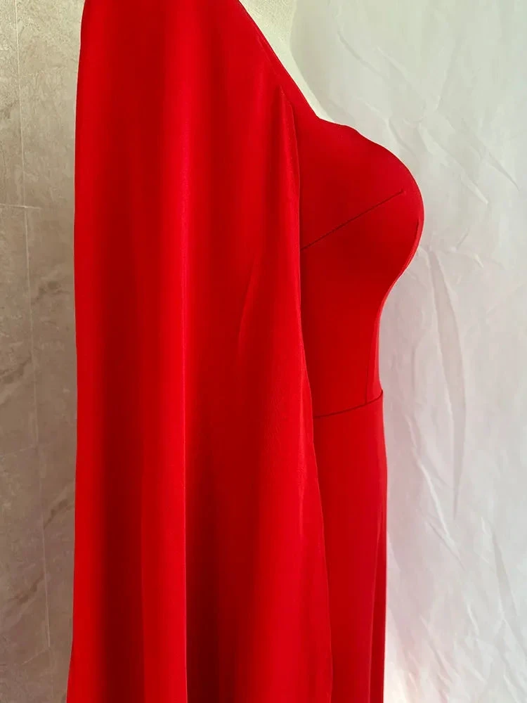 Party Evening Dresses Women Casual Strapless Red Banquet Maxi Wedding Dresses for Female (ZD13670)