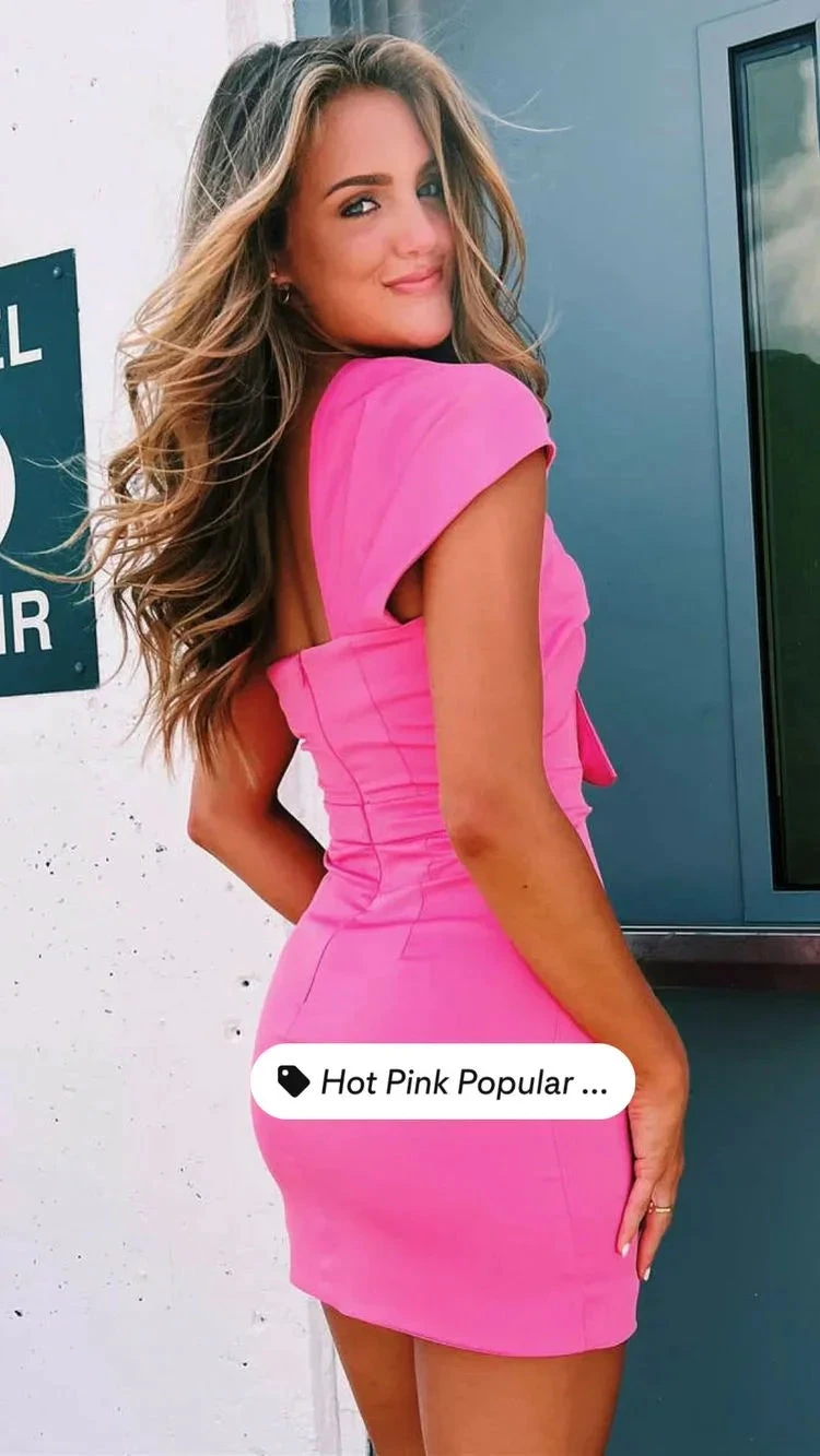 Hot Pink One Shoulder Homecoming Dress Bridesmaid Dresses (ZD11976)