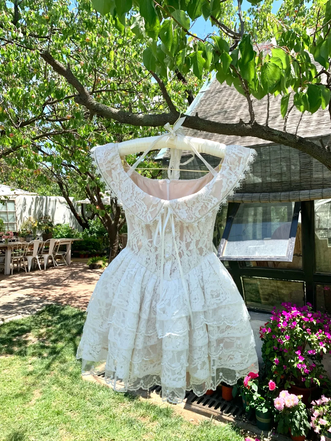 Vintage Lace Layered A-Line Short 19th Birthday Outfits White Formal Graduation Homecoming Dress - View 4 | FashionDia